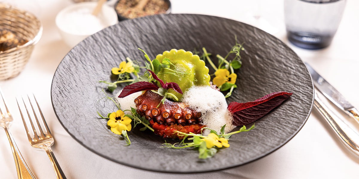 Gericht mit Oktopus Bristol